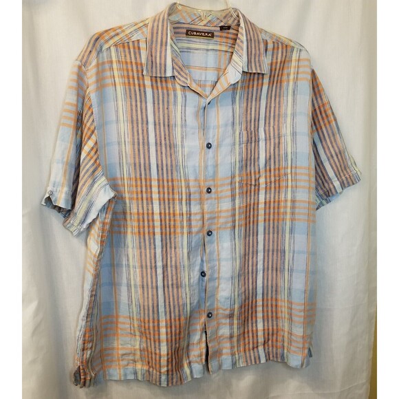 Cubavera Linen Shirt Mens Size 2XL Blue Orange Button Down Classic Collared - Picture 3 of 9
